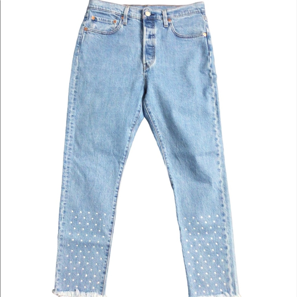 Levi’s NWOT Premium 501 Skinny Rhinestone Studded Jeans Size 29